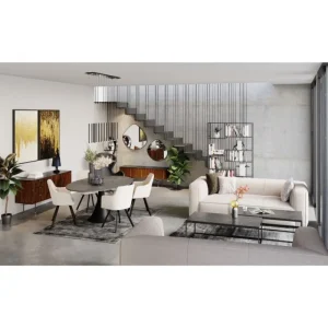 KARE Design Sofá 3 lugares Cubetto Creme 220 cm Fashion