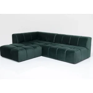 KARE Design Sofá de canto Belami Velvet Dark Green esquerdo 265cm New