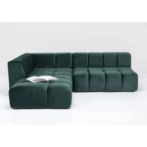 KARE Design Sofá de canto Belami Velvet Dark Green esquerdo 265cm New