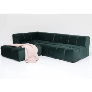 KARE Design Sofá de canto Belami Velvet Dark Green esquerdo 265cm New