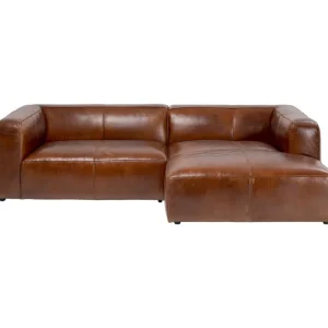 KARE Design Sofá de canto Cubetto de Pele Castanho Hot