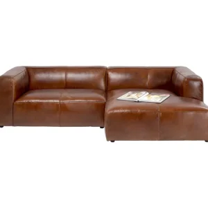 KARE Design Sofá de canto Cubetto de Pele Castanho Hot