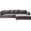 KARE Design Sofá de Canto Gianni em veludo Cinzento c/chaise à drt. Fashion