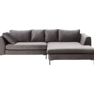 KARE Design Sofá de Canto Gianni em veludo Cinzento c/chaise à drt. Fashion