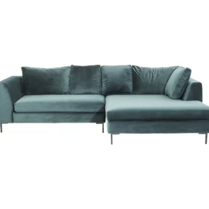 KARE Design Sofá de Canto Gianni em veludo Verde c/chaise à drt. Outlet