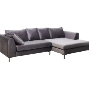 KARE Design Sofá de Canto Gianni em veludo Cinzento c/chaise à drt. Fashion