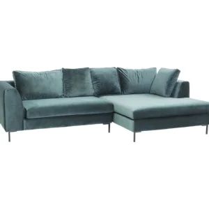 KARE Design Sofá de Canto Gianni em veludo Verde c/chaise à drt. Outlet