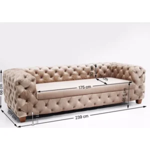 KARE Design Sofá Desire em veludo Cru 3 lug. Discount