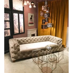 KARE Design Sofá Desire em veludo Cru 3 lug. Discount