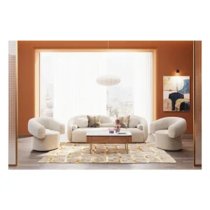 KARE Design Sofá Kelly Boucle de 3 lugares em creme Fashion