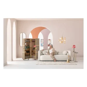 KARE Design Sofá Kelly Boucle de 3 lugares em creme Fashion