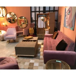 KARE Design Sofá Milchbar em veludo Malva 3 lug. Outlet