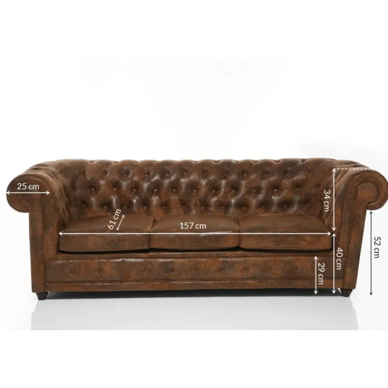 KARE Design Sofá Oxford 3 lug. Vintage Smart Fashion