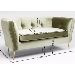 KARE Design Sofá Rimini Verde 2 lug. 160cm Clearance