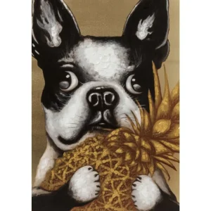 KARE Design Tela a Óleo Dog with Pineapple 80x80cm Hot