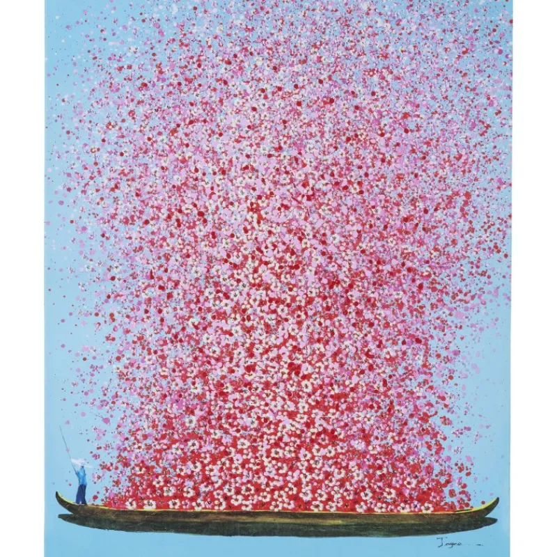 tela_a_leo_flower_boat_az_0.webp KARE Design Tela a Óleo Flower Boat Azul Rosa 100x80cm Discount