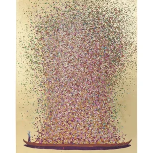 KARE Design Tela a Óleo Flower Boat Gold Rosa 100x80cm New