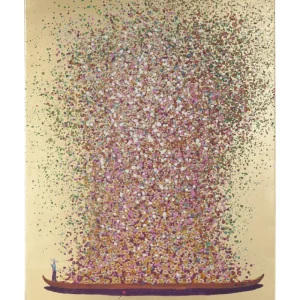 KARE Design Tela a Óleo Flower Boat Gold Rosa 160x120cm New