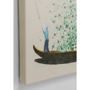 KARE Design Tela Flower Boat Beige Green 80x100 cm Fashion